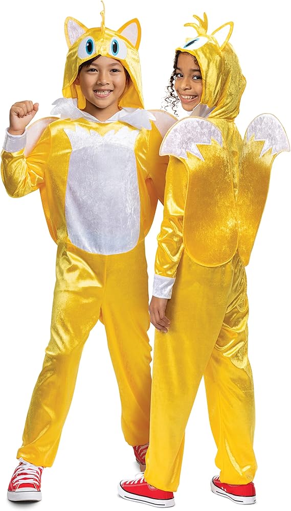 Disguise Sonic Tails Costume, Official Sonic Movie Costume and Headpiece, Kids Size Small (4-6)
