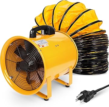 neverest 12-Inch Industrial Blower Fan, High-Powered 2400 CFM Portable Blower/Exhaust Fan with 32ft Flexible Hose, 7ft Cable/Plug, Heavy-Duty Exhaust Fan for Construction, Workshops