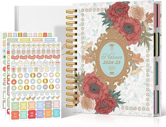 Planner 2024-2025 Hardcover, 18 Month Large Planner, 2024-2025 Daily Weekly & Monthly Spiral Bound 8"10", Jul 2024Dec 2025, Calendar Organizer Daily Planner with Stickers, Gift Box & 18 Month Dividers-Magic Mirror
