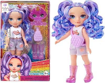 Rainbow High Littles – Amethyst Willow, Purple 5.5 Posable Small Doll with Purse, Magical Pet Dog, Girls Toy Gift, Kids Ages 4-12 Years