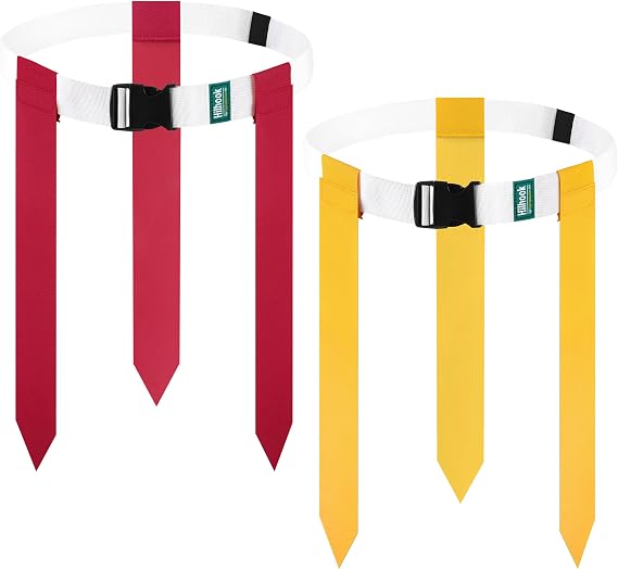 White Flag Football Belts with 42 Flags For Kids, Youth & Adult | One Size Fits All, Quick-Release Buckle, Elastic Loop Tucks Excess Belt For Team Building and Competition