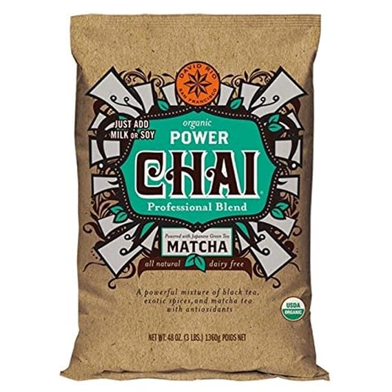 David Rio Power Chai Matcha Tea Latte Mix, 48 Oz | Japanese Matcha, Black Tea, Organic Spices, Vegan, Dairy Free, Serve Hot or Cold, Just Add Water or Milk, 68 Servings