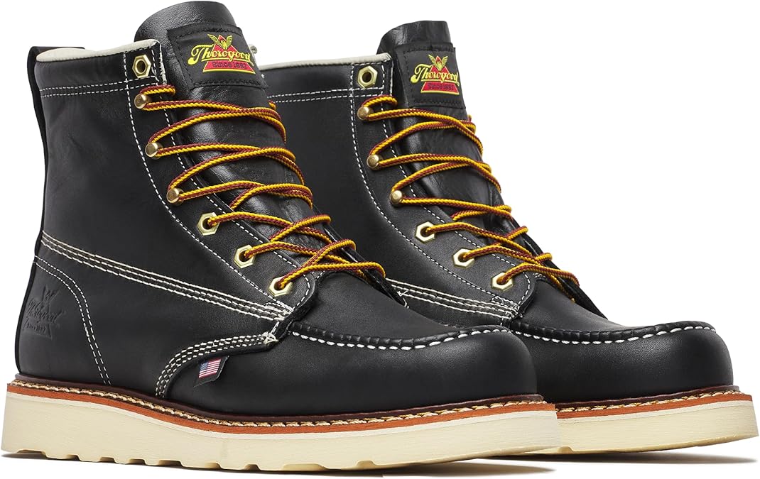 Thorogood Men's 6" Black Mock Toe Boot