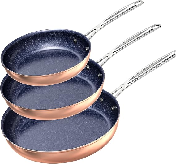 Nuwave 3-Piece Fry Pan Set, 8, 10, 12 Forged Lightweight