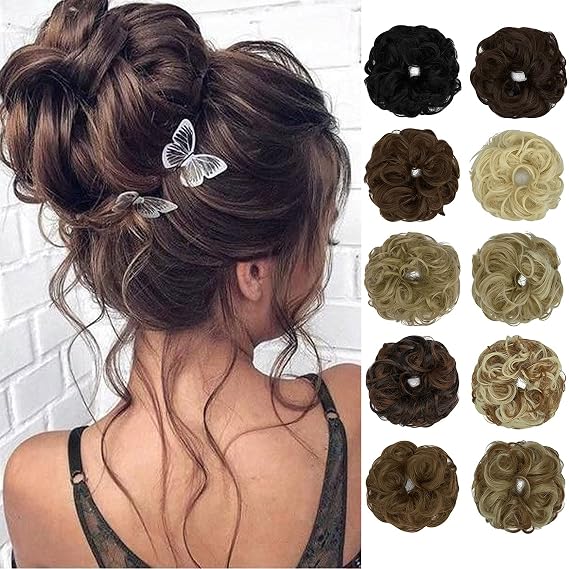 Messy Hair Bun Hair Scrunchies Extension Curly Wavy Messy Synthetic Chignon Updo Hairpieces for Women 1PCS