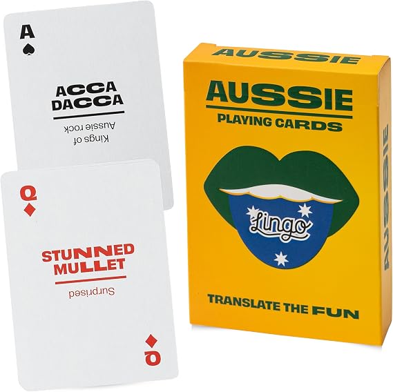 Lingo Aussie Slang Playing Cards | 52 Funny Australian Expressions & Phrases | Fun Card Game Gift for Aussie Expats, Australia Travelers & Down Under Fans | Conversation Starter for Adults