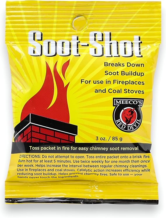 Meeco's Red Devil 16-3 Soot-Shot Powdered Soot Remover - for Fireplace, Furnaces & Cooking Ranges (3 Oz) - Made in the USA