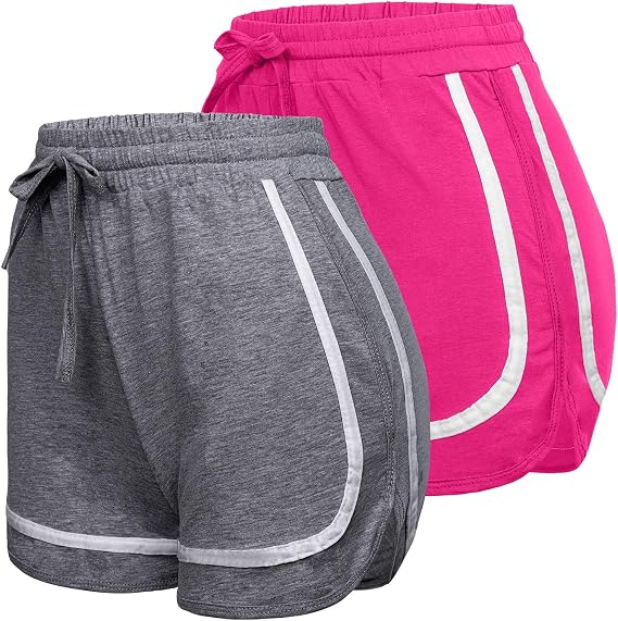 URATOT 2 Pack Casual Short Pants Cotton Sports Shorts Yoga Dance Running Shorts