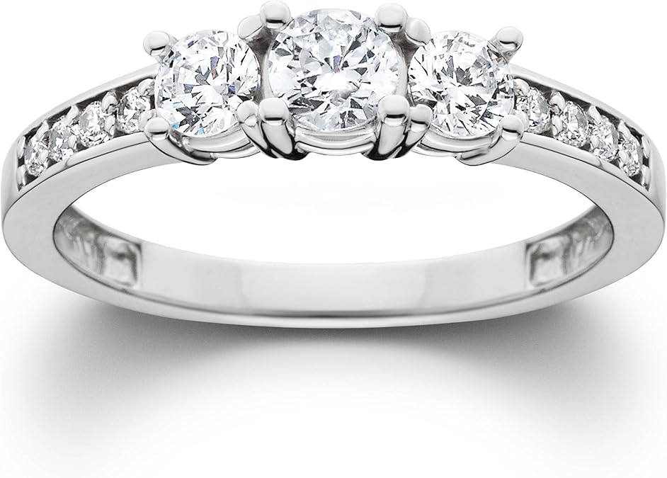 Pompeii 1ct Diamond Three Stone Ring 14K White Gold