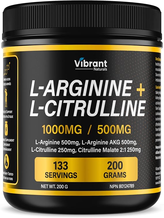 L-Arginine L-Citrulline Complex - Nitric Oxide Supplement for Men & Women, L-Arginine & L-Citrulline 2:1 Powder, Workout & Performance Supplement, Pure, Gluten Free, Non-GMO, 200 Grams, 133 Servings