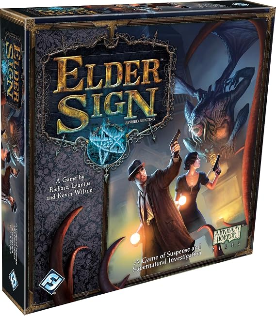 Elder Sign Board Game - Supernatural Intrigue, Cooperative Dice Adventure! Horror Mystery Game, Ages 14+, 1-8 Players, 1-2 Hour Playtime, Made by Fantasy Flight Games