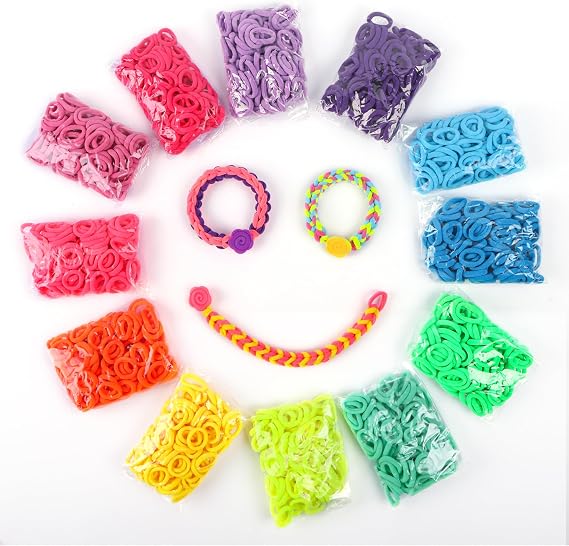 DPAPDI Bracelet Making Kit Refill Loops, 1200+ Elastic Cloth Bands for Weaving Loom Bracelets, Friendship Bracelet Crafts, Arts and Crafts Supplies for Girls Boys Ages 6-12