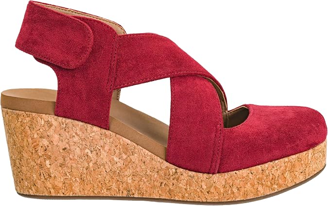 Corkys Footwear Case Closed Wedge - A Stylish 2.5-Inch Heel with 1-Inch Platform, Closed Toe, Cross Strap Upper, Hook N Loop Ankle Strap Closure, and EVA Insoles
