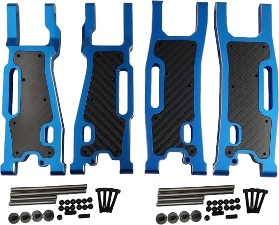 4PCS Aluminum Front Rear Suspension Arms for 1/8 Sledge 4WD (Blue) | 95076-4,Carbon Fiber Dust Plates,9533 9534 9530 9531 9633,CNC Machined,Heavy Duty,High Strength,Wear Resistant