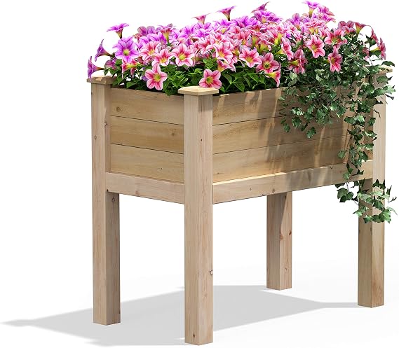 Greenes Fence Original Cedar Elevated Garden Bed, 16" W x 32" L x 31" H - Made in USA with North American Cedar
