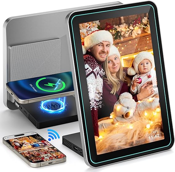 Digital Picture Frame 10'1,32GB Digital Frames for Photos Electronic, WiFi Picture Frame Digital with app,Gifts with Warmth,Wireless Charging Support