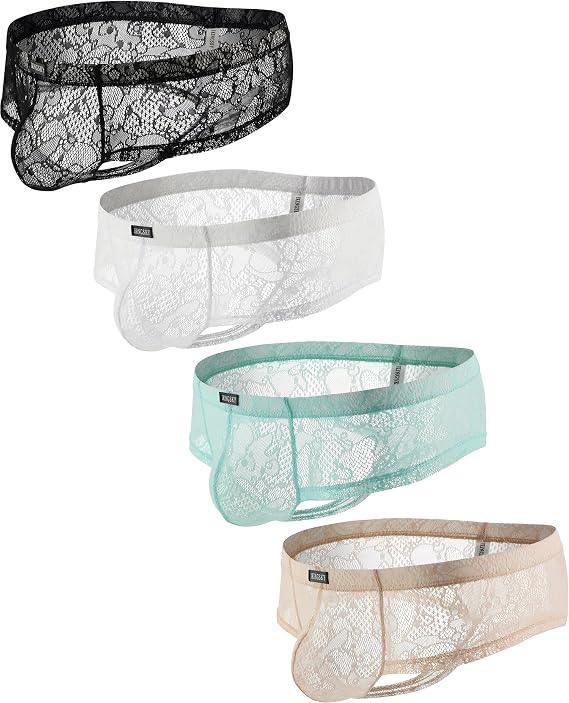 iKingsky Men's Cheeky Thong Underwear Brazilian Back Mens Under Panties Sexy Lace Boxer Briefs
