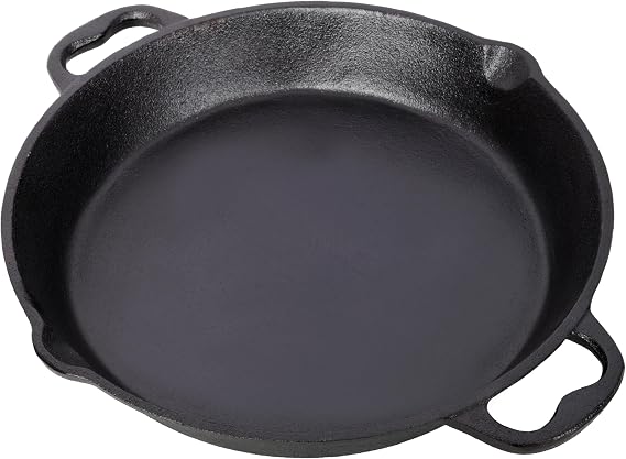 12 Inch Pre-Seasoned Cast Iron Skillet & Pan with Dual Assist Handles, for Grill, Stovetop, Oven, Induction, All-in-One Non-Toxic Cookware for Home Kitchen & All Cooktop Types