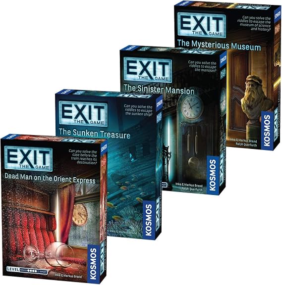 EXIT: The Game 4-Pack Escape Room Bundle | Season 3 | Dead Man on the Orient Express | Sinister Mansion | Sunken Treasure | Mysterious Museum | Family-Friendly, Cooperative Game | 1 to 4 Players