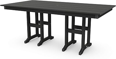 POLYWOOD Lakeside Outdoor Dining Table, Black, All-Weather HDPE Patio Furniture, Made in USA, Deck, Garden, Pool
