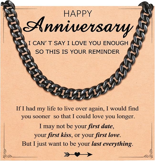 UNGENT THEM 7mm Cuban Link Chain Promise Necklace for Boyfriend Son Men
