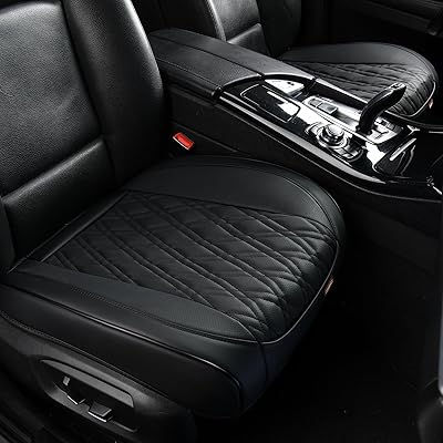 Black Leather Seat Covers for Cars, 2PCS Seat Cover Front Bottom Seat Cushion Cover, Universal for Most Vehicles, Automotive Interior Seat Protector, Car Seat Cover for Men and Women