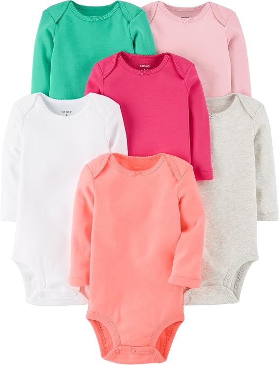 Carter's Baby Girls' 7-Pack Long-Sleeve Bodysuits