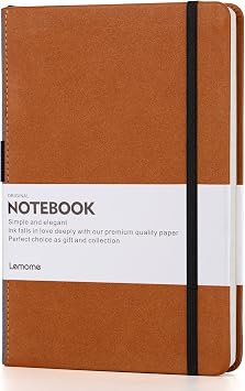 Lemome Grid Paper Notebook Hardcover Classic Notebook with Pen Holder - Page Dividers Presents 8.4 x 5.7 in