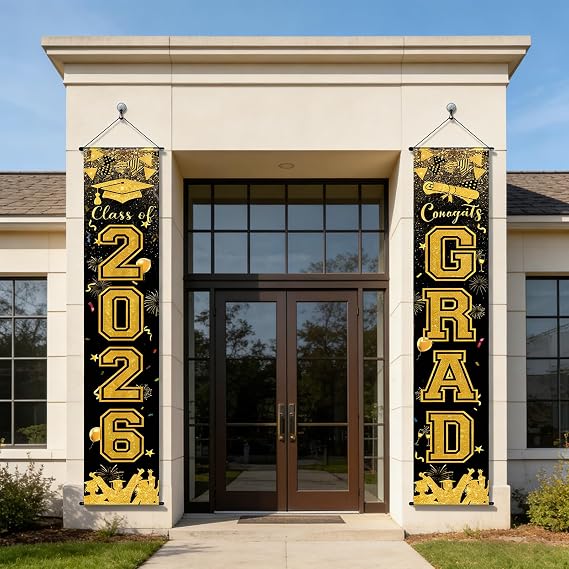 2026 Graduation Decorations, 70.9 11.8 inch Graduation Banner for Class of 2026, Hanging Graduation Porch Banner, Indoor & Outdoor Door Wall Decoration