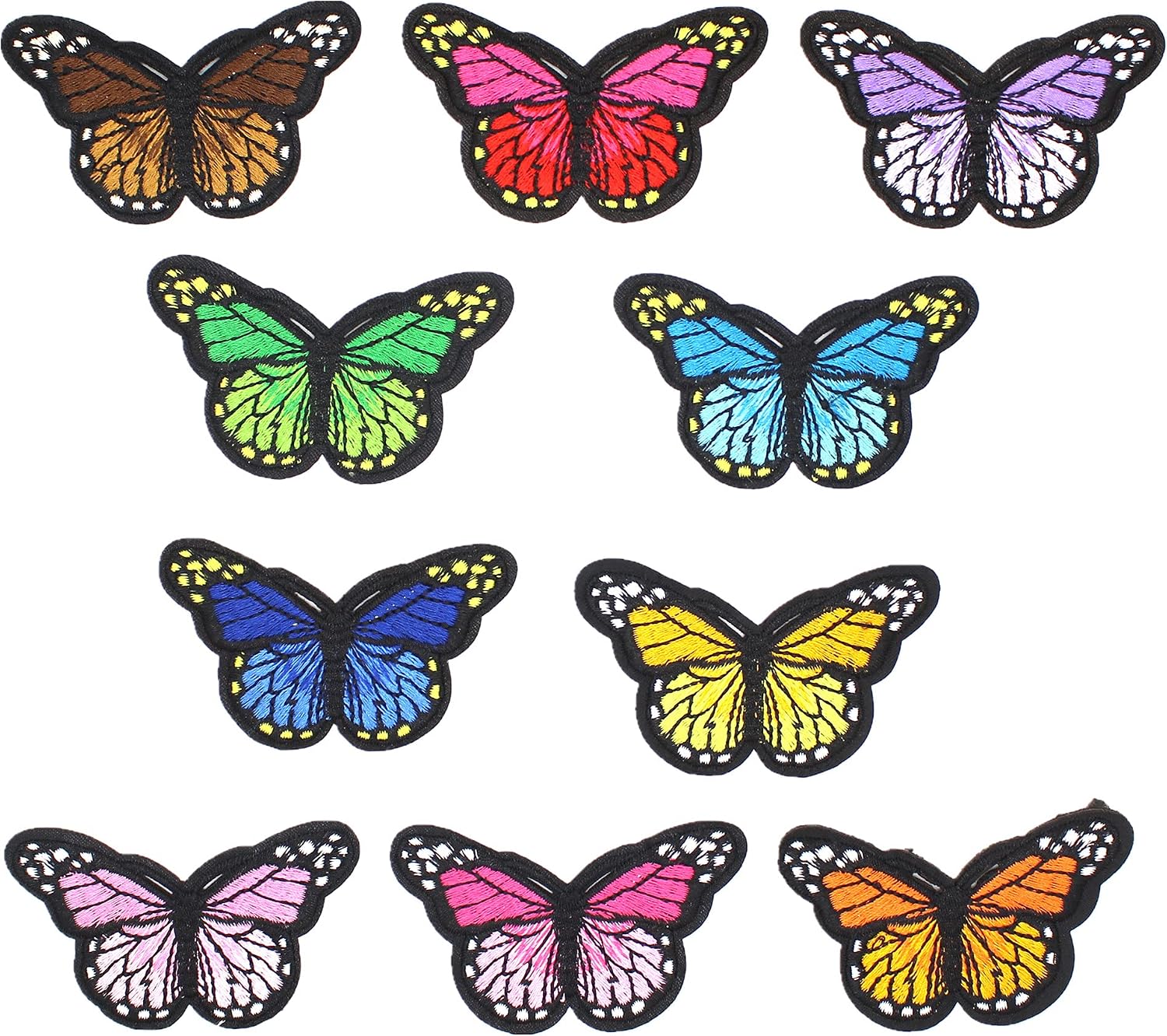 10Pcs Embroidery Butterfly Iron On Sew On Patch Badge Dress Hat Jeans Fabric Applique DIY (Big)