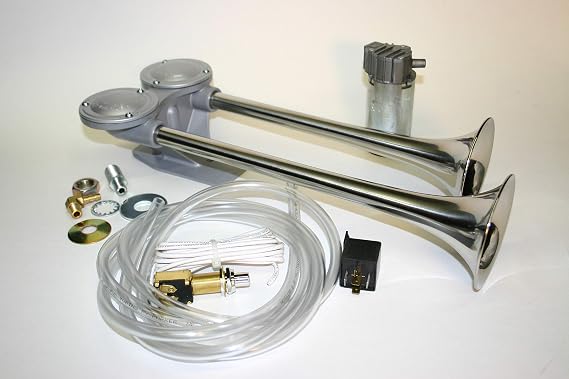 FIAMM Fultone II Twin Air Horns with Compressor Kit - Horn Twin W/COMP KIT - Stainless Steel 12 Volt Compressor (62330-14)