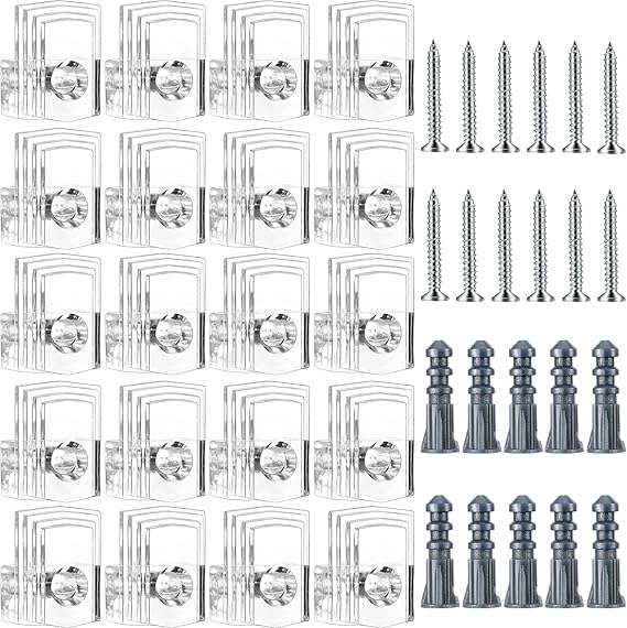Tatuo 20 Pcs Mirror Holder Clips for Mirrors Clear Mounting Clips for Wall