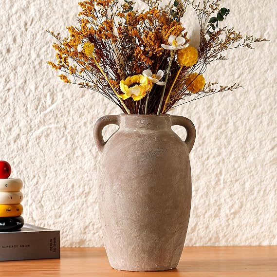 Brown Ceramic Vase-Boho Decorative Vase,Terracotta Tall Vases Decorative Pottery are Suitable for Decorating Living Rooms,Kitchens,and Bedrooms.