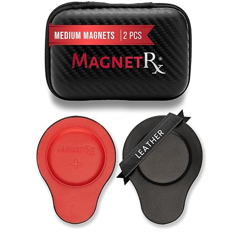 MagnetRX Biomagnetic Magnet Kit Imanes terapeuticos de neodimio para biomagnetismo Dr Goiz Magnets for Bio Magnet Pair Leather Coated Neodymium Biomagnetic Therapy Magnets (Medium | 2 Units)