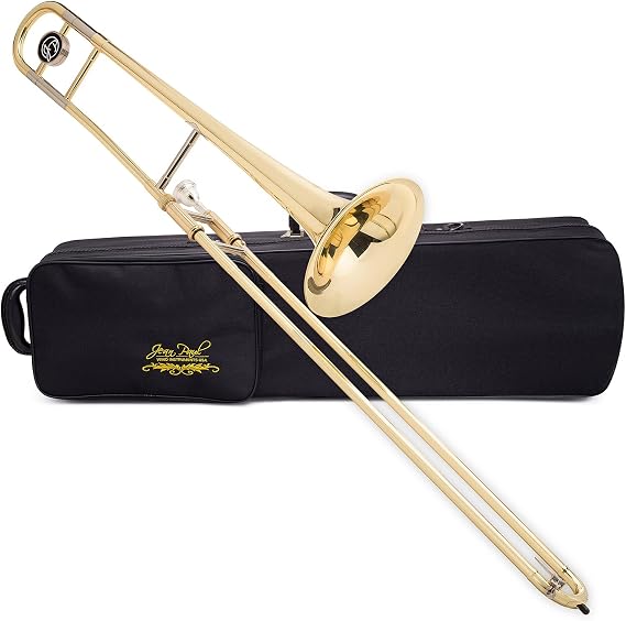 Jean Paul TB-400 Intermediate Straight Tenor Trombone with Case & 12C Mouthpiece, Brass Musical Instrument (Gold)