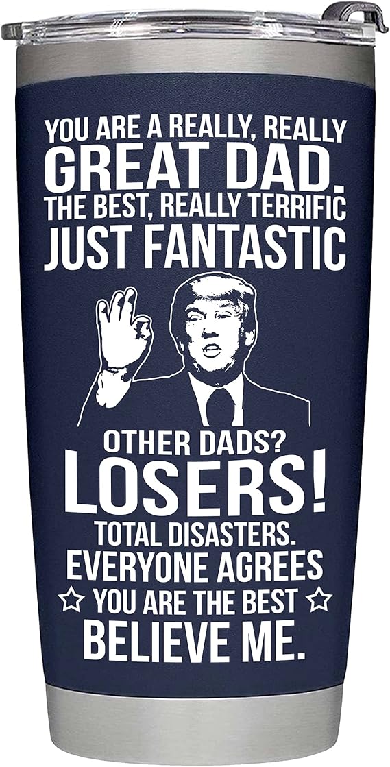 Dad Gifts for Christmas from Daughter, Son, Kids - Dad Birthday Gift, Insulated Stainless Steel Tumbler 20oz, Navy