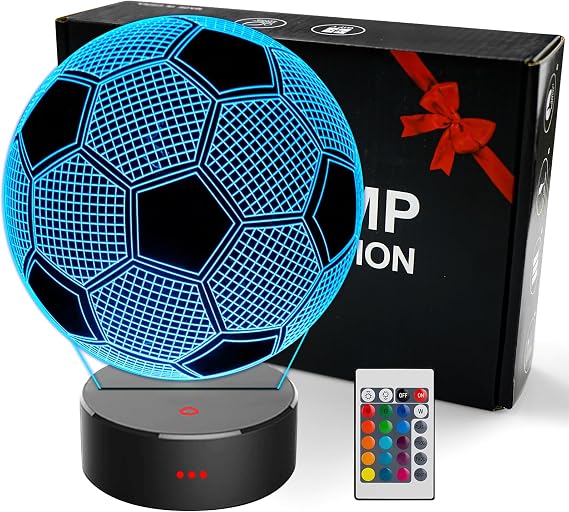OceanWings Soccer 3D Night Light for Bedroom,Soccer Gifts for Kids 8-12