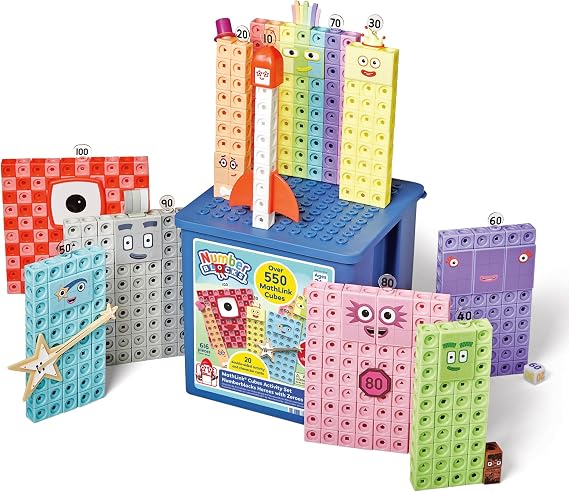 hand2mind Numberblocks Heroes with Zeroes MathLink Cubes Activity Set | Preschool Learning Activities, Math Manipulatives Kindergarten, Counting Blocks, Number Linking Cubes, Kids Educational Toys