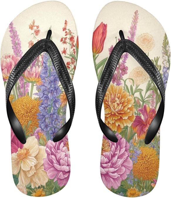 Blueangle Garden Flowers Flip Flop Sandal Men's and Women's Summer Sandal | Beach & Water Shoes(444)