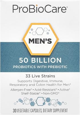Probiotic for Men - 50 Billion CFUs - Supports Digestive Health 30 Vegetable Capsules