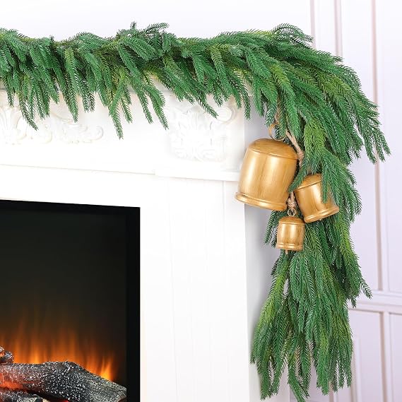 Rowfad 6Ft Norfolk Pine Garland for Mantle Christmas Decorations, 2 Set