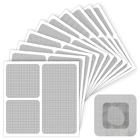 Matenf Window Screen Repair Patches, 4" x 1.9" & 1.9" x 1.9",10 PCS,Gray