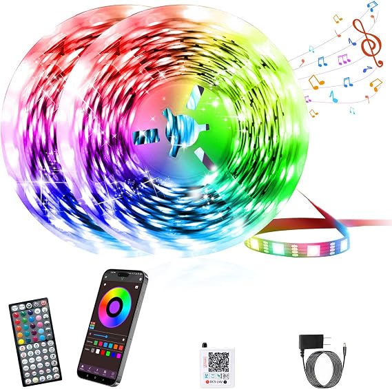 GANZQH 190FT RGB Led Lights for Bedroom with Remote & App Control, 2 * 95FT