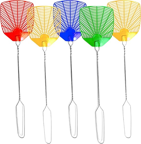 PIC Wire Metal Handle Fly Swatters (Colors May Vary), 6 Pack