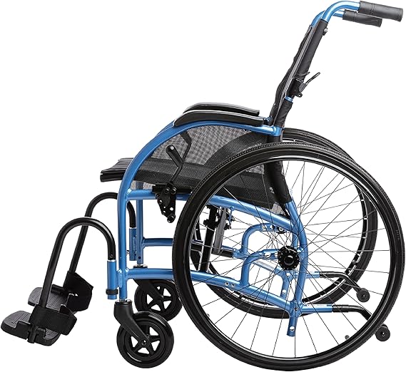 Comfort 22S Lightweight Wheelchair for Adults - Folding Design for Transport with Ergonomic Built-in Adjustable Lumbar Back Support - Compact Frame - 16" Seat Width