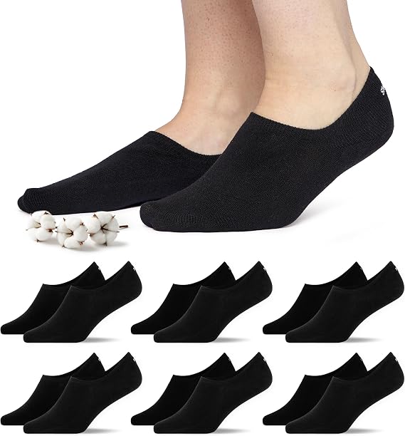 Snocks Footie Socks for Men and Women Pack of 6 Invisible Trainer Socks Size 35–54/UK 3.5–19