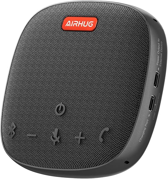 AIRHUG Conference Speaker and Microphone, Bluetooth & USB Speakerphone | 360 Voice Pickup, Advanced Noise Reduction & Echo Cancellation, USB-C Plug & Play, Compatible with Zoom & MS Teams