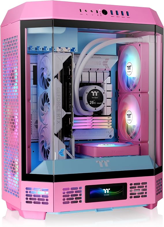 Thermaltake Tower 600 Bubble Pink Mid Tower; 2x140mm CT Fans Included; 420mm Radiator Support; 400mm GPU Clearance; Hidden Connector Support; Rotatable PCIe Slots; CA-1Z1-00MAWN-00
