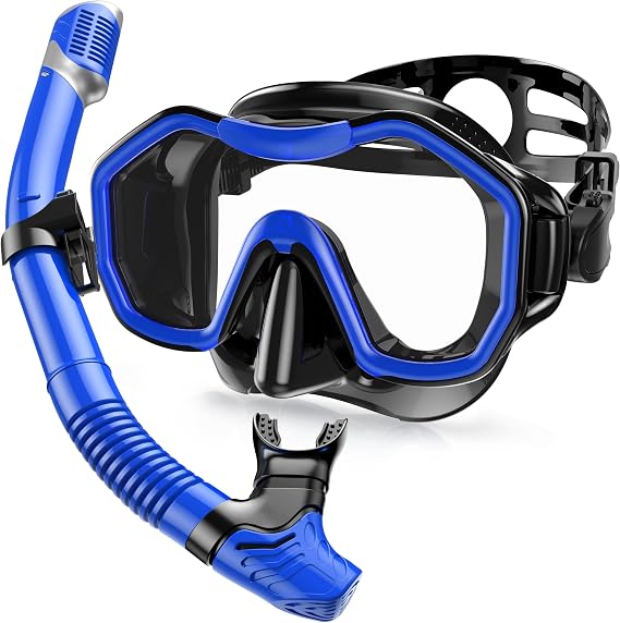 Snorkeling Gear for Adults Kids, Dry-Top Snorkel Set, 180Panoramic Wide View Diving Mask Breathing Freely Snorkel Mask for Snorkeling Scuba Diving Swimming Travel