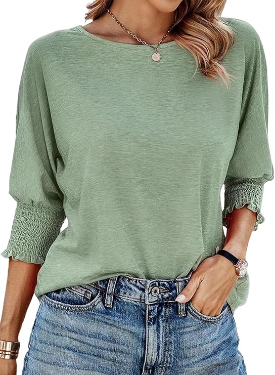Dokotoo Women's Tops 3/4 Sleeve T-Shirts Business Basic Tees 2026 Blouses